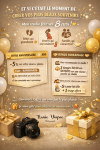 Lire la suite à propos de l’article 🎉 Mon studio photo fête ses 8 ans ! ✨